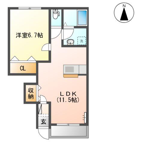 ウイング コート(1LDK/1階)の間取り写真