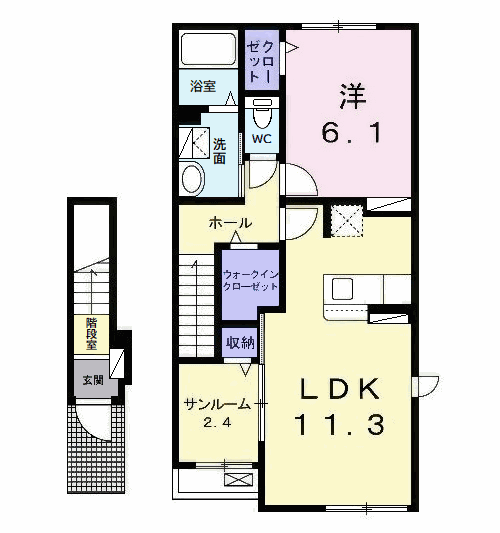 メゾン・ド・ルミエール9(1LDK/2階)の間取り写真