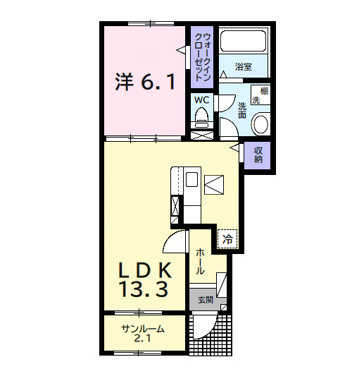 ルミネスⅢ(1LDK/1階)の間取り写真