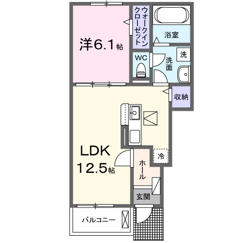 ヒカルサ富津Ⅱ(1LDK/1階)の間取り写真