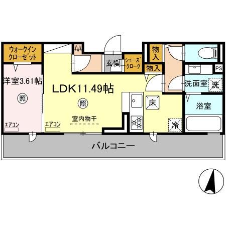 D-ROOM畑沢B(1LDK/1階)の間取り写真