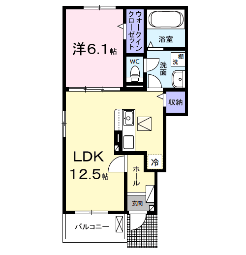 アルコパレーノⅡ(1LDK/1階)の間取り写真