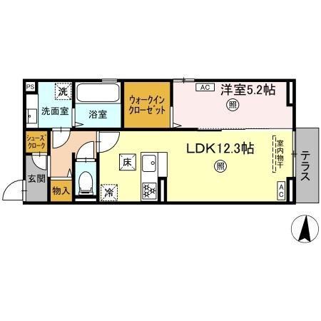 プライムヒル(1LDK/1階)の間取り写真