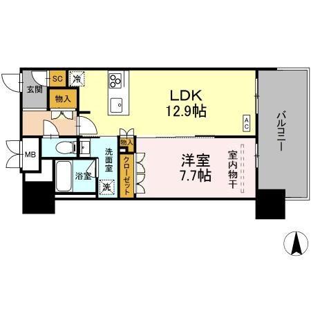 THE REJUVEPORT KISARAZU(1LDK/6階)の間取り写真