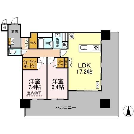 THE REJUVEPORT KISARAZU(2LDK/11階)の間取り写真