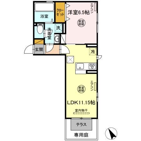 メゾン・ド・ラメール(1LDK/1階)の間取り写真