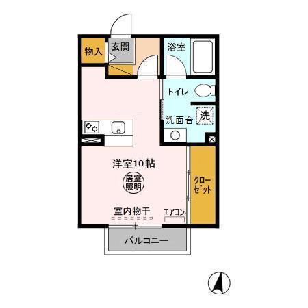 ガーデンヒルズA(1K/2階)の間取り写真