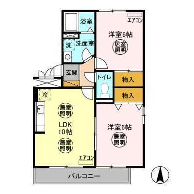 サンパティークA(2LDK/3階)の間取り写真