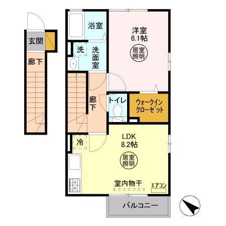 ラウレア(1DK/2階)の間取り写真