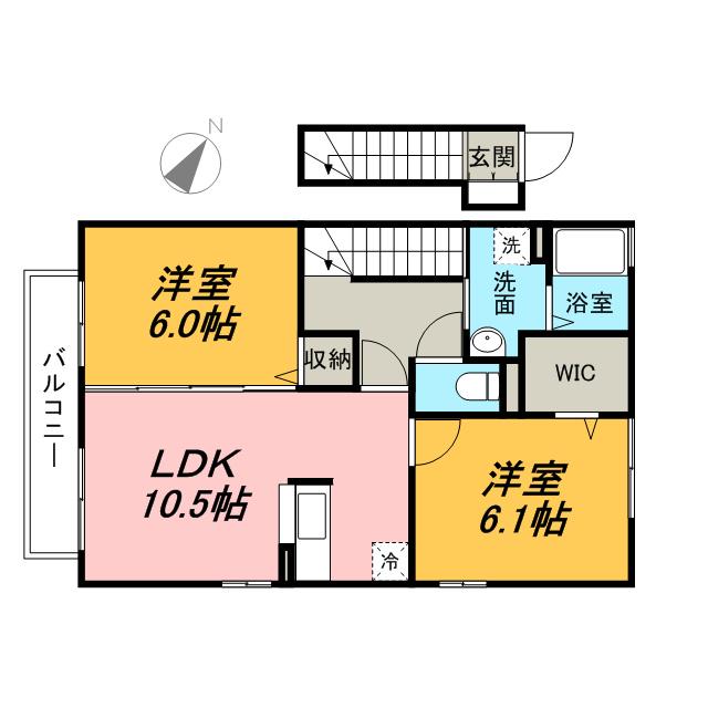 プラムガーデン(2LDK/2階)の間取り写真