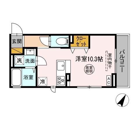 アリエッタ(ワンルーム/3階)の間取り写真