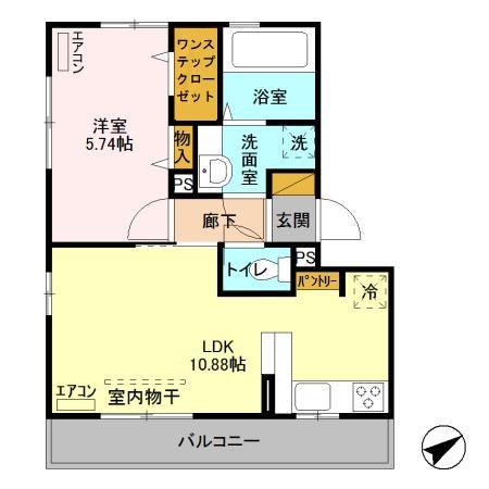 グランツ・シャルロッテ(1LDK/3階)の間取り写真