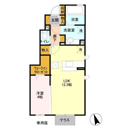 アンジュール(1LDK/1階)の間取り写真