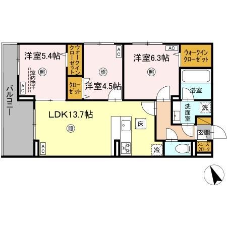 D-KISARIA EI(3LDK/1階)の間取り写真