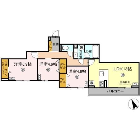D-KISARIA EI(3LDK/2階)の間取り写真