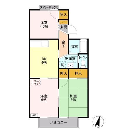 サンヴィラージュA・B(3DK/1階)の間取り写真