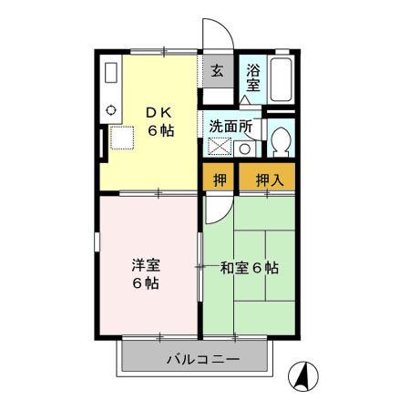 メゾンベール参番館(2DK/1階)の間取り写真