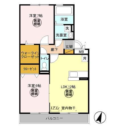 ソレアード(2LDK/3階)の間取り写真