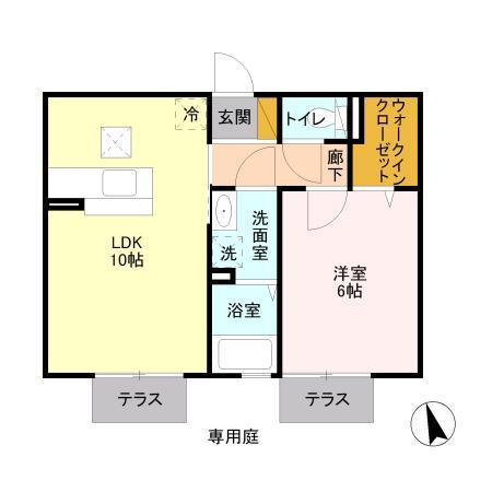 メゾン・デュ・シーニュ(1LDK/1階)の間取り写真