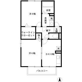 ノーブルタウン弐番館(2DK/1階)の間取り写真