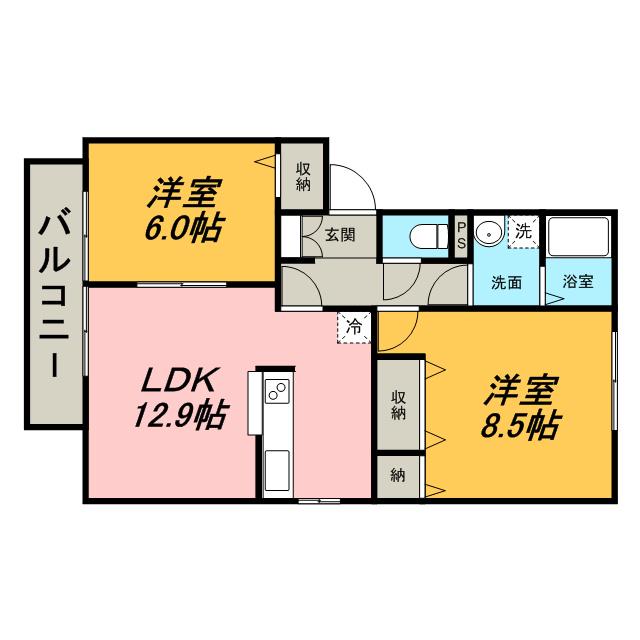 グレイズ(2LDK/2階)の間取り写真