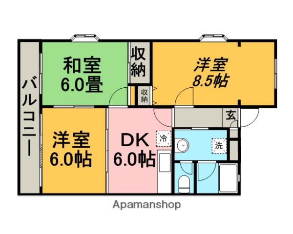 フレックス長浦(3DK/3階)の間取り写真