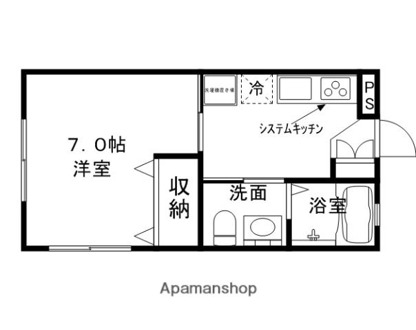 内房線 袖ケ浦駅 バス乗車時間：11分 金田中島バス停で下車 徒歩5分 2階建 築13年(1K/1階)の間取り写真