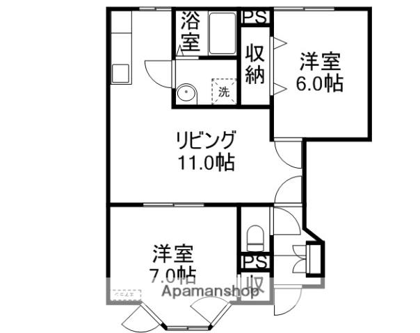 CRANE TADA Ⅰ(2LDK/1階)の間取り写真