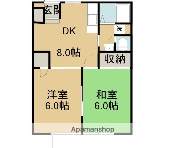 グリーンアイランドC(2DK/2階)の間取り写真