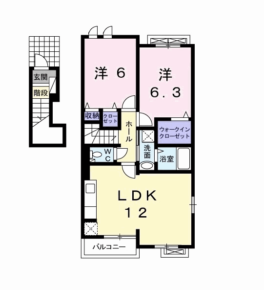 ラ・メール(2LDK/2階)の間取り写真