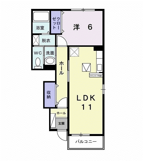 ソレアードⅢ(1LDK/1階)の間取り写真