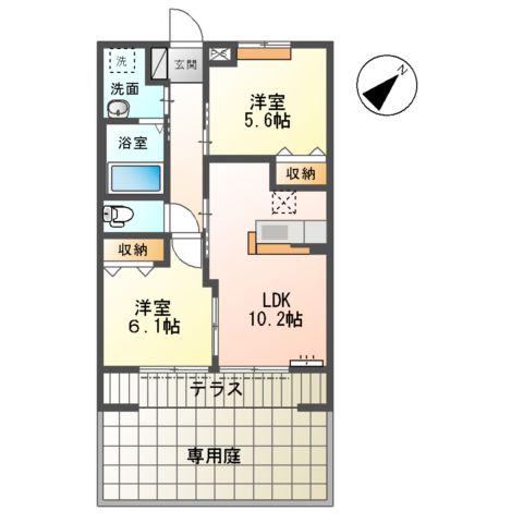 カーサコンフェスタ(2LDK/1階)の間取り写真