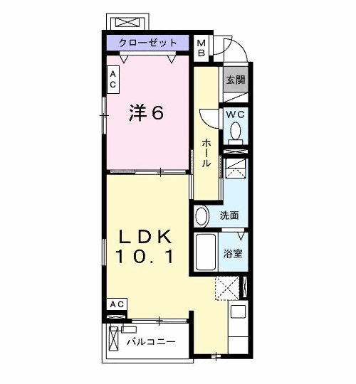 ジュネス(1LDK/3階)の間取り写真