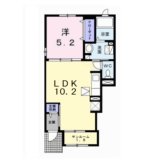 はなあかり(1LDK/1階)の間取り写真