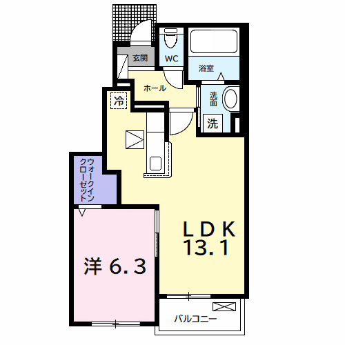 サンヴェール 蔵波 13(1LDK/1階)の間取り写真