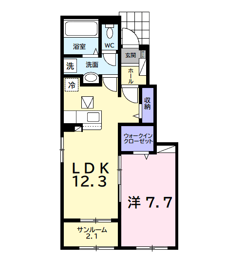 アリビオB(1LDK/1階)の間取り写真
