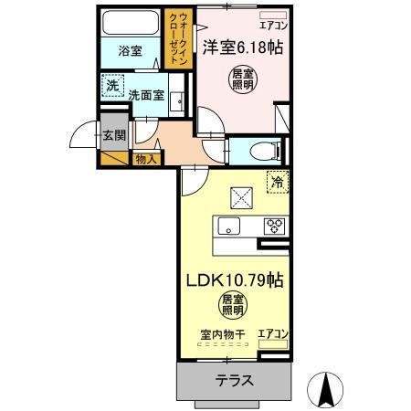 ラヴィクレエ袖ヶ浦 Ⅱ(1LDK/1階)の間取り写真