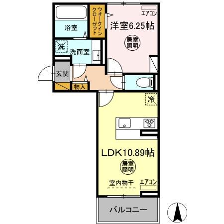 ラヴィクレエ袖ヶ浦 Ⅱ(1LDK/2階)の間取り写真