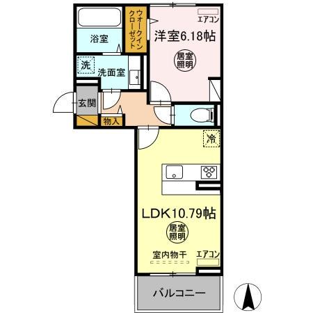 ラヴィクレエ袖ヶ浦 Ⅱ(1LDK/2階)の間取り写真