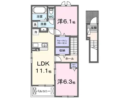 ジリータD(2LDK/2階)の間取り写真