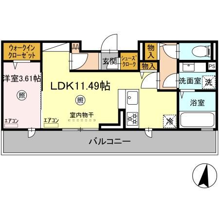 D-ROOM畑沢B(1LDK/2階)の間取り写真