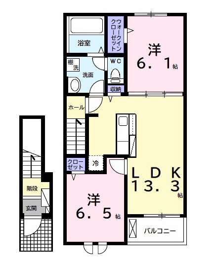 ベイサイドアクアC(2LDK/2階)の間取り写真
