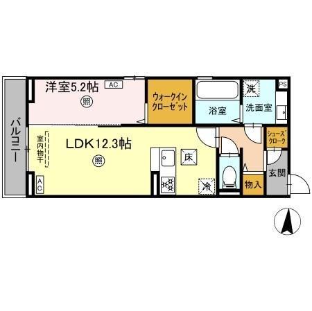 プライムヒル(1LDK/1階)の間取り写真