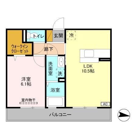 ロチュス(1LDK/2階)の間取り写真