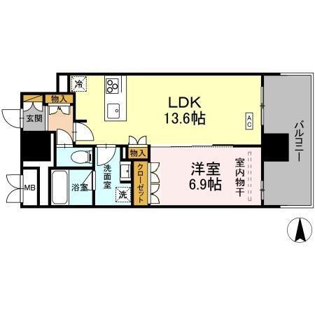 THE REJUVEPORT KISARAZU(1LDK/10階)の間取り写真