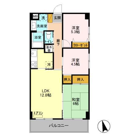 カーサフィオーレ(3LDK/4階)の間取り写真