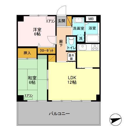 カーサフィオーレ(2LDK/3階)の間取り写真