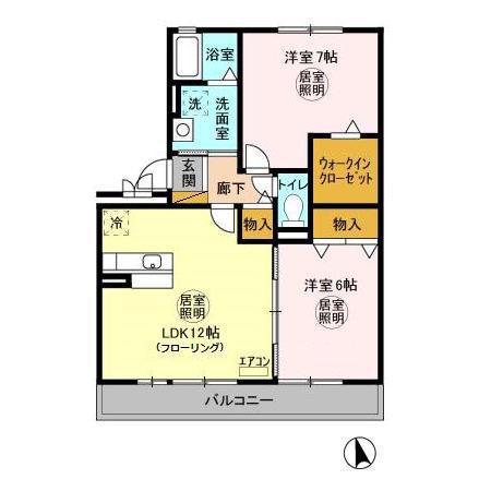 ヒルサイドコート参番館(2LDK/2階)の間取り写真