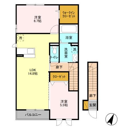グリーンヴィラ(2LDK/2階)の間取り写真