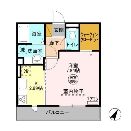 マノワール ブリーズ B棟(1K/2階)の間取り写真